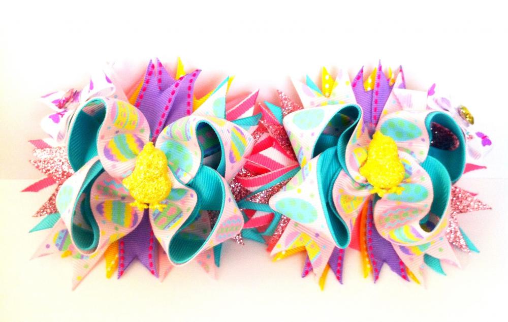 Glitzy Easter Pigtail Set