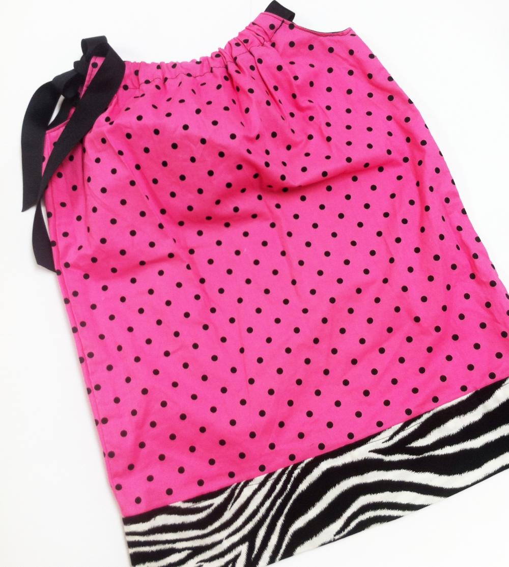 Polka Dot Zebra Pillowcase Dress Size 4-5