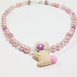 Baby Pink & Clear Pearl Crystal Easter Necklace
